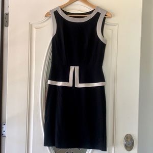 Roz and Ali - black dress with khaki trimming